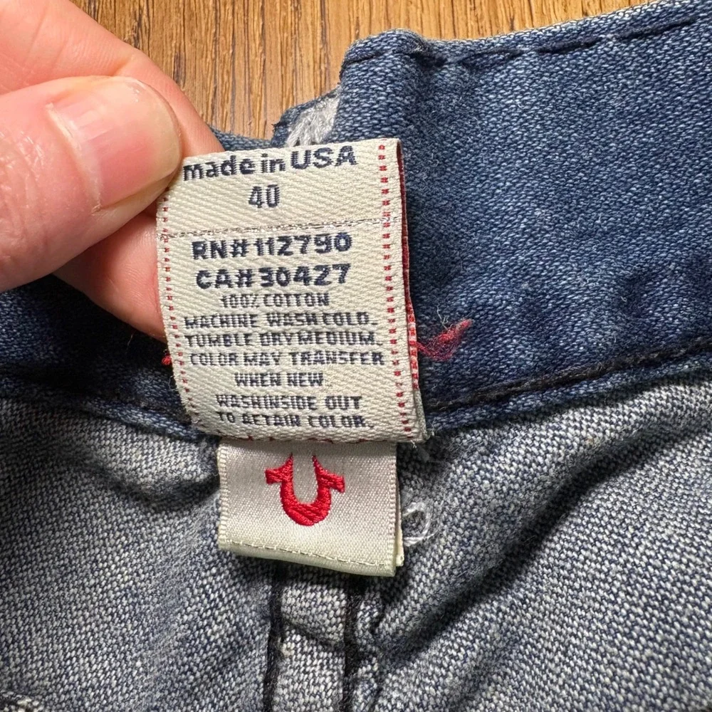 Y2K True Religion USA Made Thick Stitch Blue Jeans‎ Straight Leg Mens 40x33 VTG